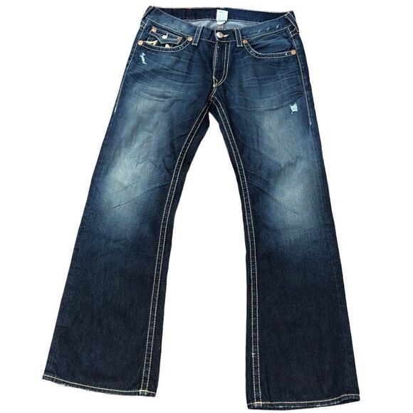 Vintage True Religion Jeans Size 36 RAINBOW BILLY Blue - Picture 3 of 10